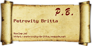 Petrovity Britta névjegykártya